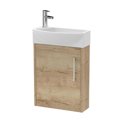 [BFPF1861R] Winshill Contemporary 1 Door Right-Hand Wall Hung Cloakroom Vanity Unit with Basin, Light Oak, 440mm - Cutout
