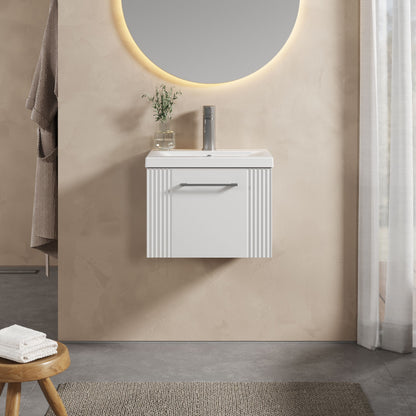 [BFPF191A] Belvide Partial Fluted 1 Drawer Wall Hung Vanity Unit with Mid-Edge 1 Tap Hole Ceramic Basin - Lifestyle 1