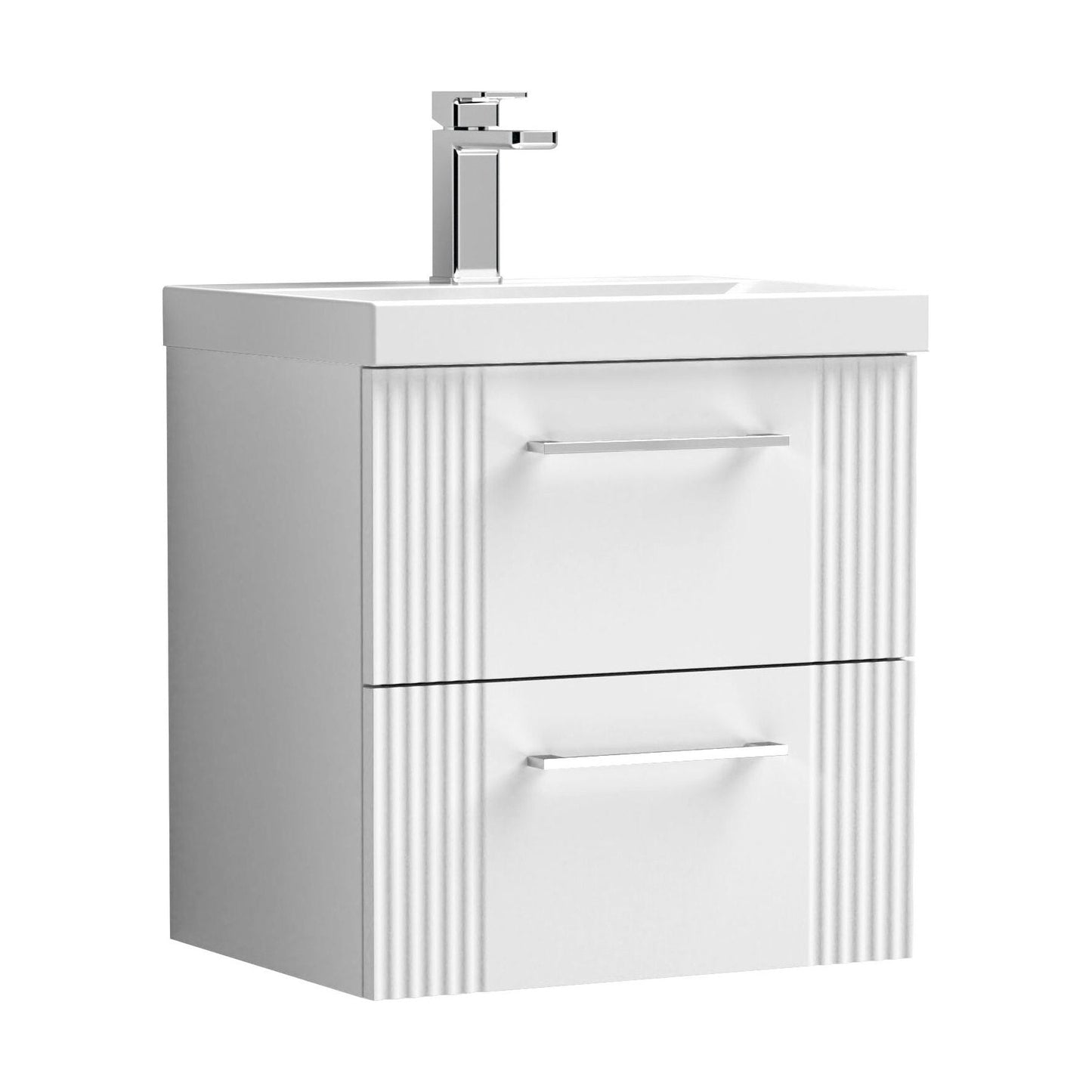 [BFPF192A] Belvide Partial Fluted 2 Drawer Wall Hung Vanity Unit with Mid-Edge 1 Tap Hole Ceramic Basin - Cutout