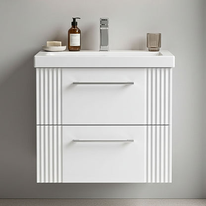[BFPF192A] Belvide Partial Fluted 2 Drawer Wall Hung Vanity Unit with Mid-Edge 1 Tap Hole Ceramic Basin - Silo