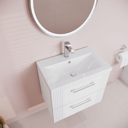 [BFPF193A] Belvide Partial Fluted 2 Drawer Wall Hung Vanity Unit with Mid-Edge 1 Tap Hole Ceramic Basin - Lifestyle 2