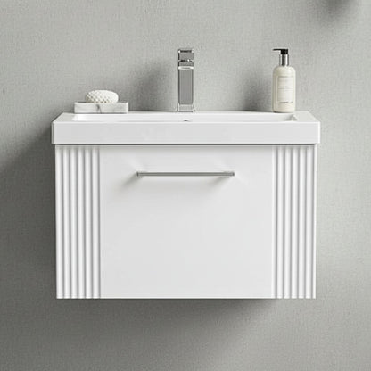 [BFPF194A] Belvide Partial Fluted 1 Drawer Wall Hung Vanity Unit with Mid-Edge 1 Tap Hole Ceramic Basin - Silo