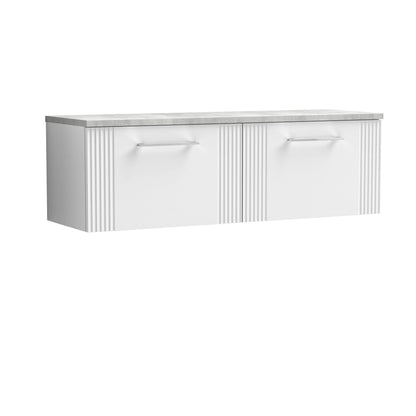 [BFPF194LBG2] Belvide Retro Partial Fluted 1 Drawer Wall Hung Vanity Unit with Bellato Grey Laminate Worktop, Choice of Colour - Cutout