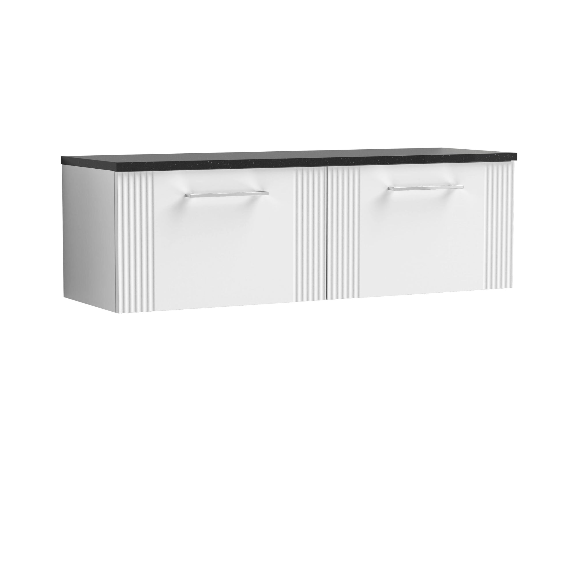 [BFPF194LSB2] Belvide Retro Partial Fluted 1 Drawer Wall Hung Vanity Unit with Sparkling Black Laminate Worktop, Choice of Colour - Cutout