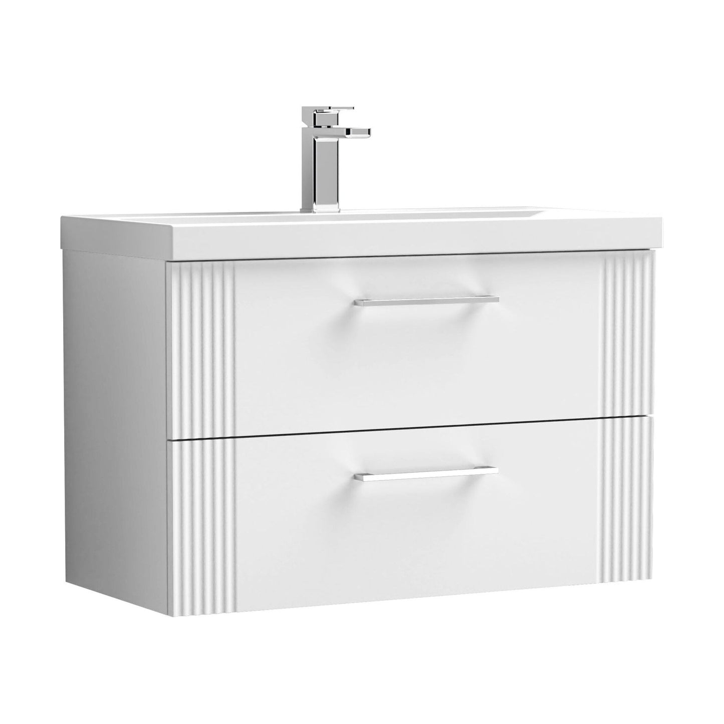 [BFPF195A] Belvide Partial Fluted 2 Drawer Wall Hung Vanity Unit with Mid-Edge 1 Tap Hole Ceramic Basin - Cutout