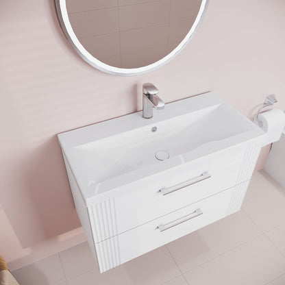 [BFPF195A] Belvide Partial Fluted 2 Drawer Wall Hung Vanity Unit with Mid-Edge 1 Tap Hole Ceramic Basin - Lifestyle 2