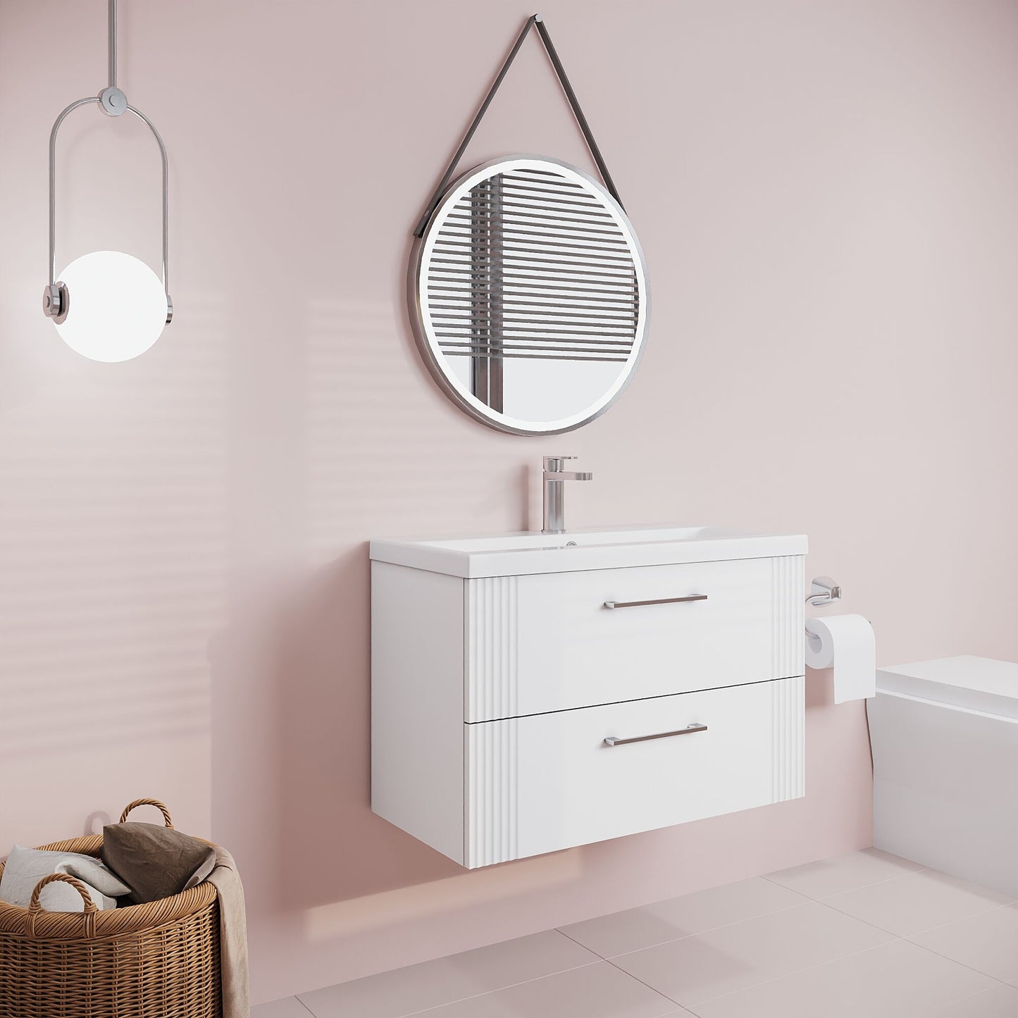 [BFPF195A] Belvide Partial Fluted 2 Drawer Wall Hung Vanity Unit with Mid-Edge 1 Tap Hole Ceramic Basin - Lifestyle 3