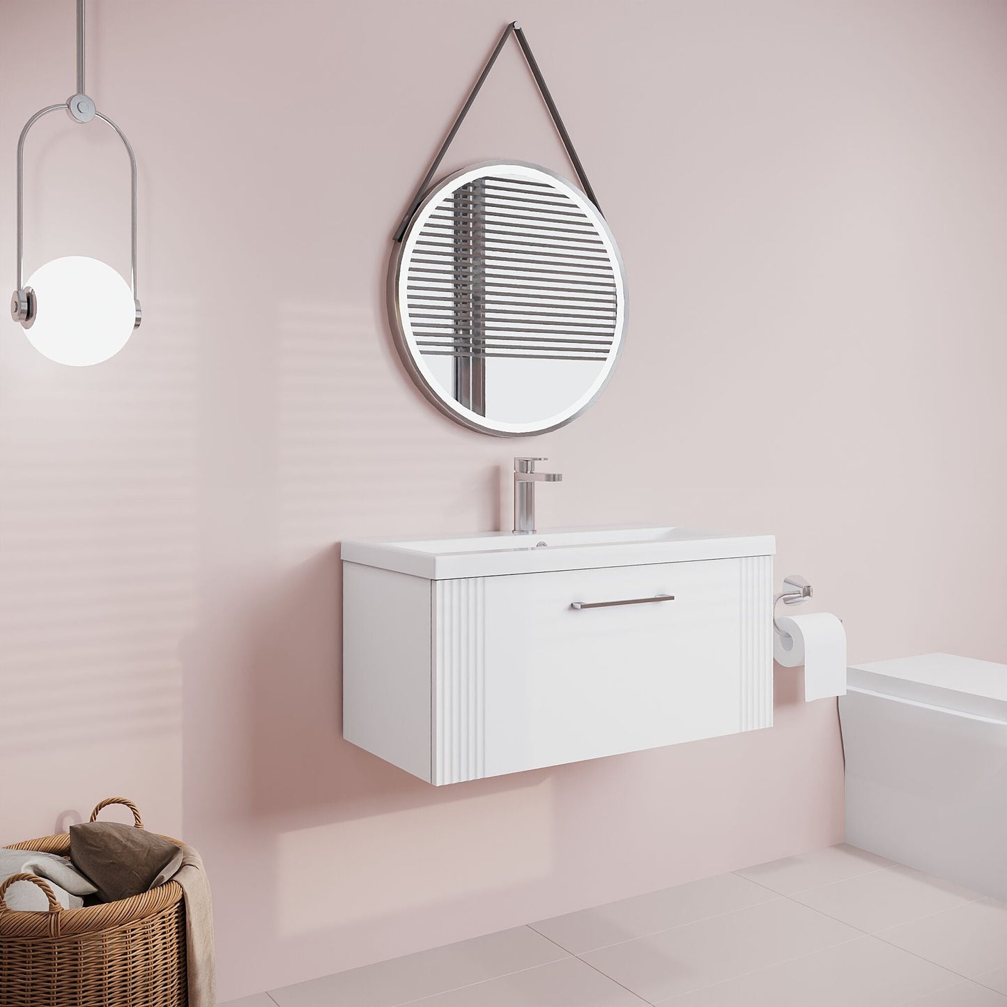 [BFPF196A] Belvide Partial Fluted 1 Drawer Wall Hung Vanity Unit with Mid-Edge 1 Tap Hole Ceramic Basin - Lifestyle 3