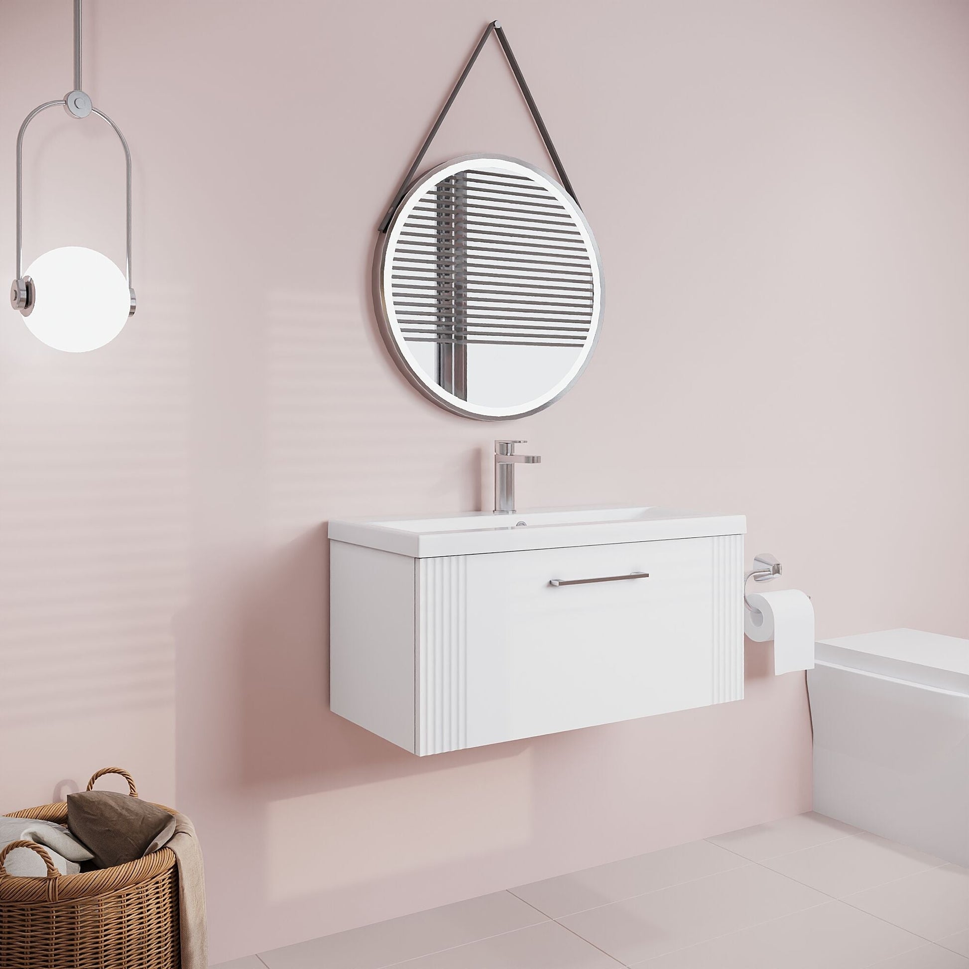 [BFPF196A] Belvide Partial Fluted 1 Drawer Wall Hung Vanity Unit with Mid-Edge 1 Tap Hole Ceramic Basin - Lifestyle 3