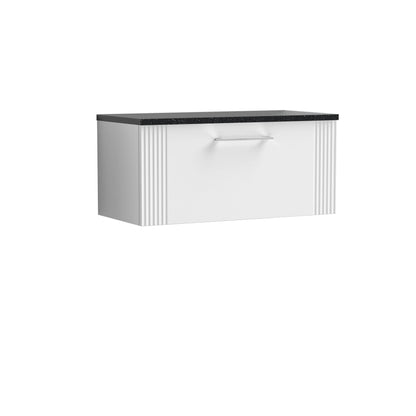 [BFPF196LSB] Belvide Retro Partial Fluted 1 Drawer Wall Hung Vanity Unit with Sparkling Black Laminate Worktop, Choice of Size and Colour - Cutout