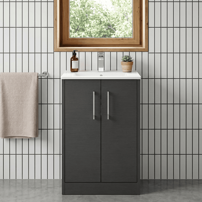 [BFPF2201B] Winshill Contemporary 2 Door Floor Standing Vanity Unit with Minimalist Basin - Choice of Size and Colour - Silo