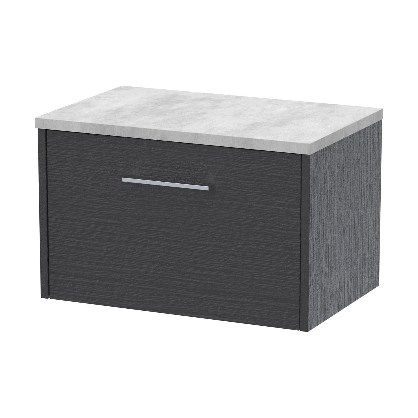 [BFPF2222LBG] Winshill Contemporary 1 Drawer Wall Hung Vanity Unit with Laminate Worktop, Woodgrain Dark Grey, 600mm - Cutout