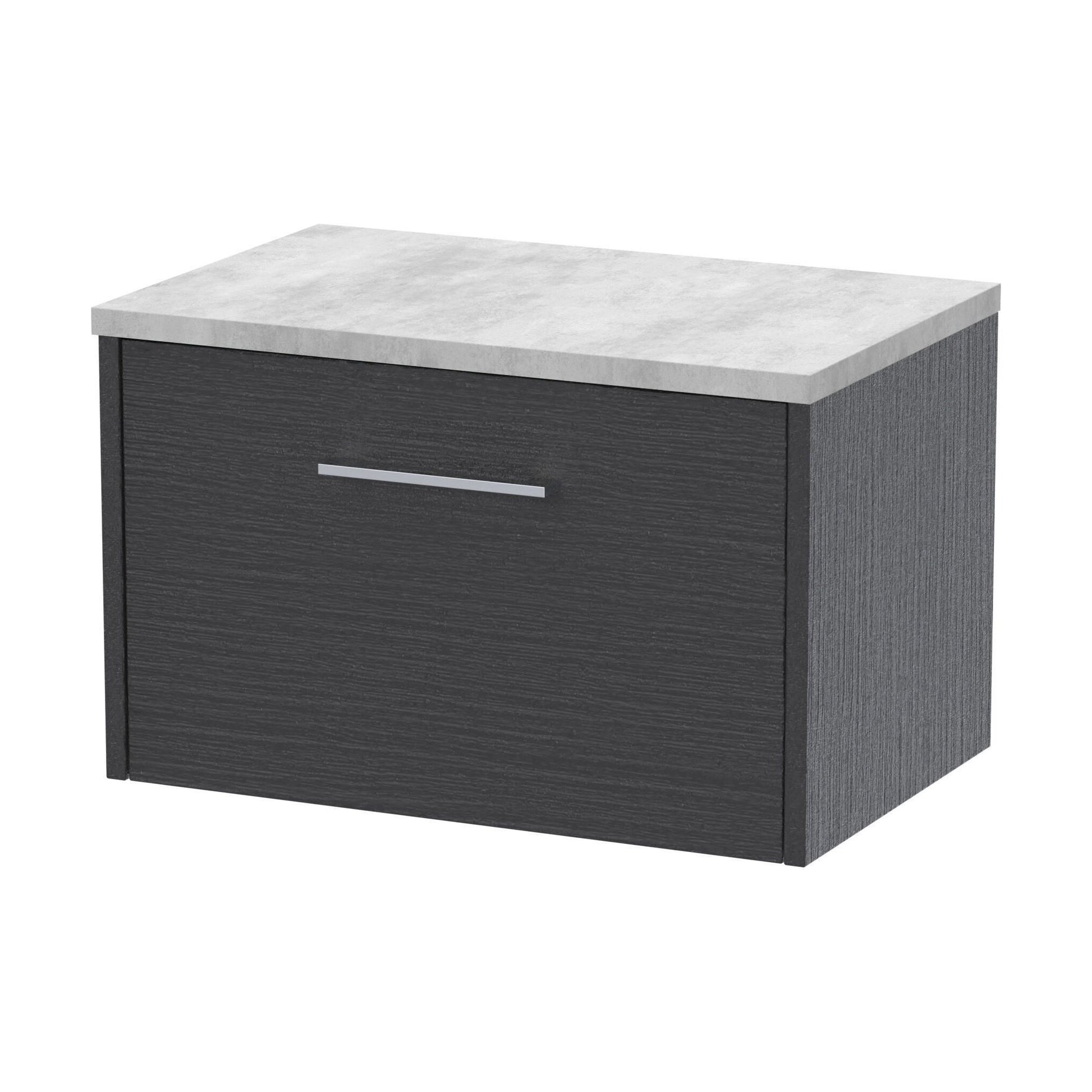 [BFPF2222LBG] Winshill Contemporary 1 Drawer Wall Hung Vanity Unit with Laminate Worktop, Woodgrain Dark Grey, 600mm - Cutout