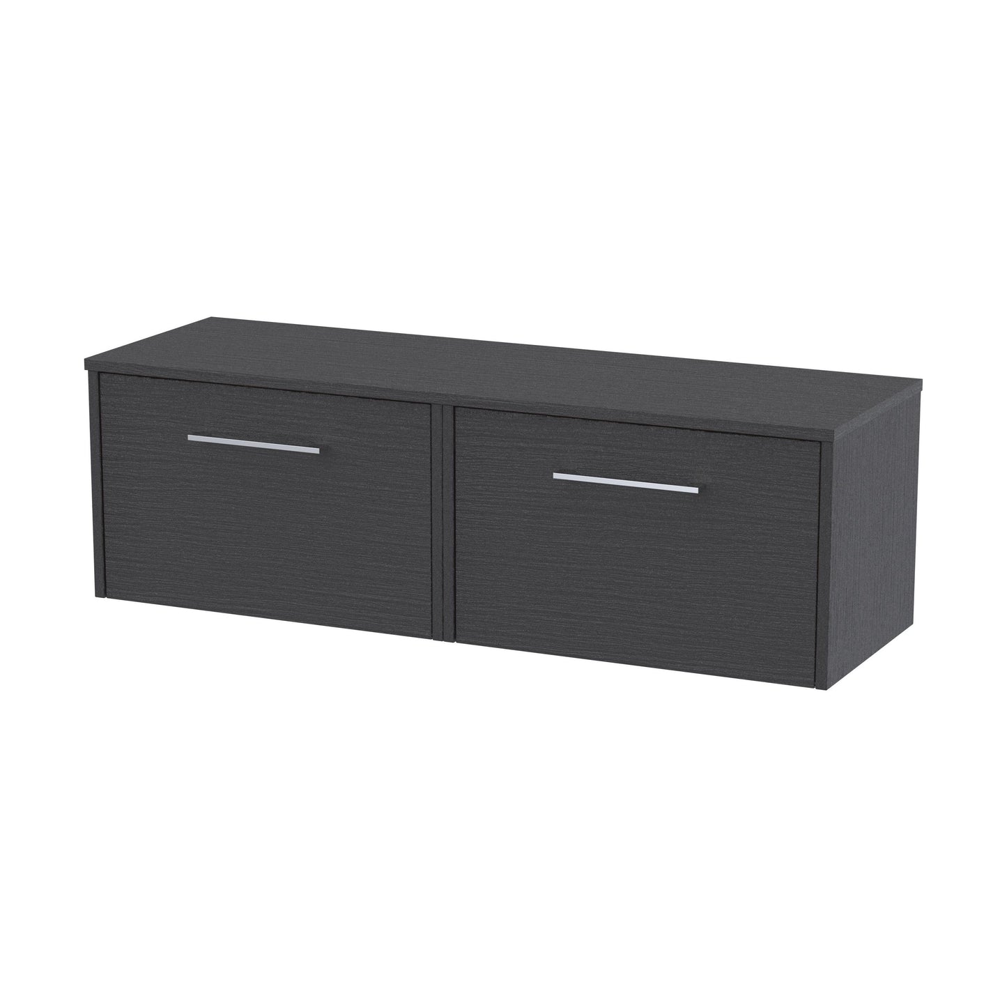 [BFPF2222W2] Winshill Contemporary 2 Drawer Wall Hung Vanity Unit with Worktop, Woodgrain Dark Grey, 1200mm - Cutout
