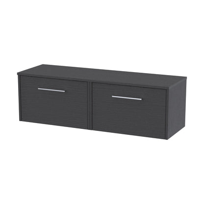 [BFPF2222W2] Winshill Contemporary 2 Drawer Wall Hung Vanity Unit with Worktop, Woodgrain Dark Grey, 1200mm - Cutout