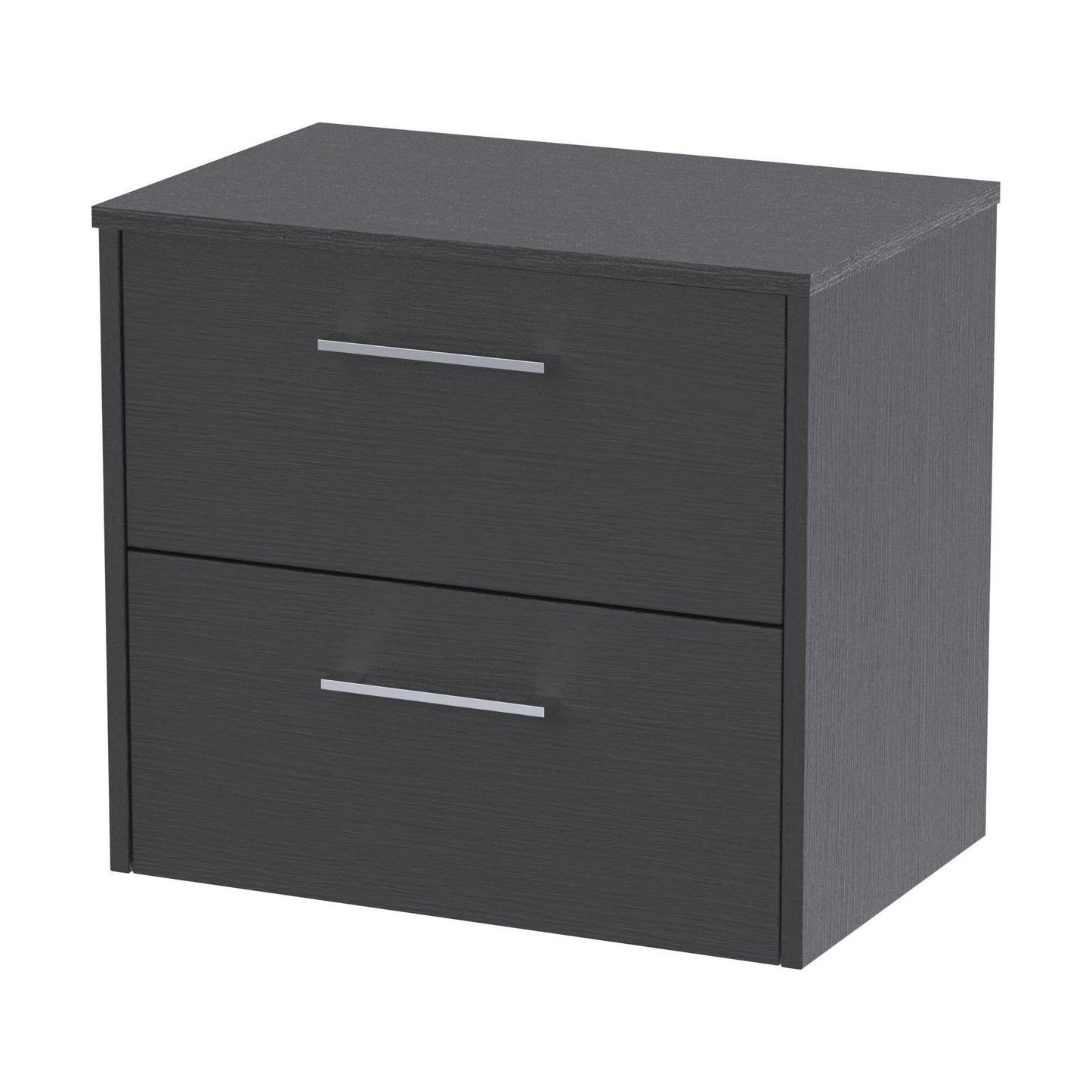 [BFPF2224W] Winshill Contemporary 2 Drawer Wall Hung Vanity Unit with Worktop, Woodgrain Dark Grey, 600mm - Cutout