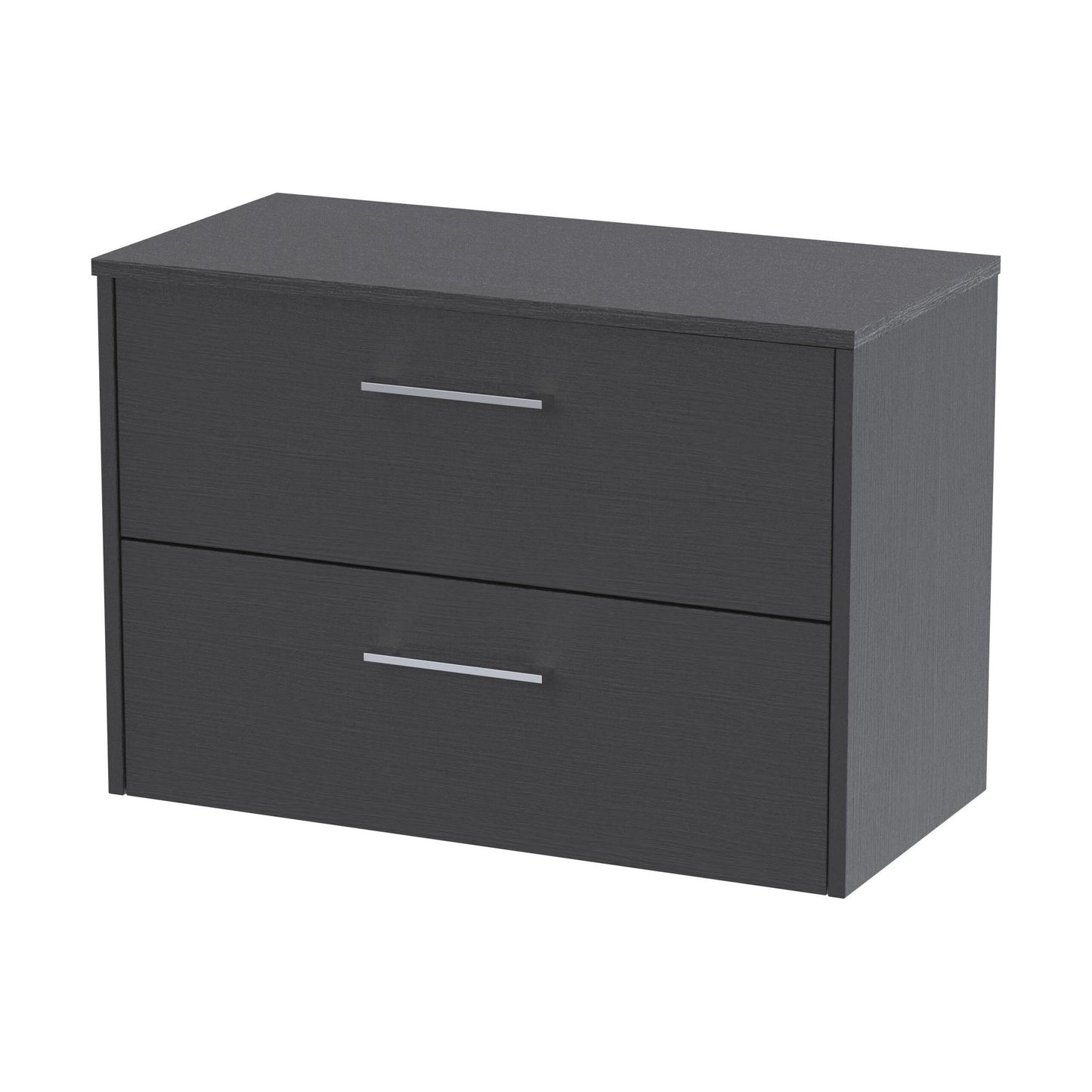 [BFPF2226W] Winshill Contemporary 2 Drawer Wall Hung Vanity Unit with Worktop, Woodgrain Dark Grey, 800mm - Cutout