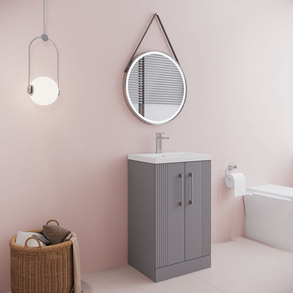 [BFPF223A] Belvide Partial Fluted 2 Door Floor Standing Vanity Unit with Mid-Edge 1 Tap Hole Ceramic Basin - Lifestyle 3
