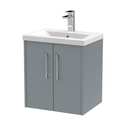[BFPF2321A] Winshill Contemporary 2 Door Wall Hung Vanity Unit with Mid-Edge Basin, Grey, 500mm - Cutout