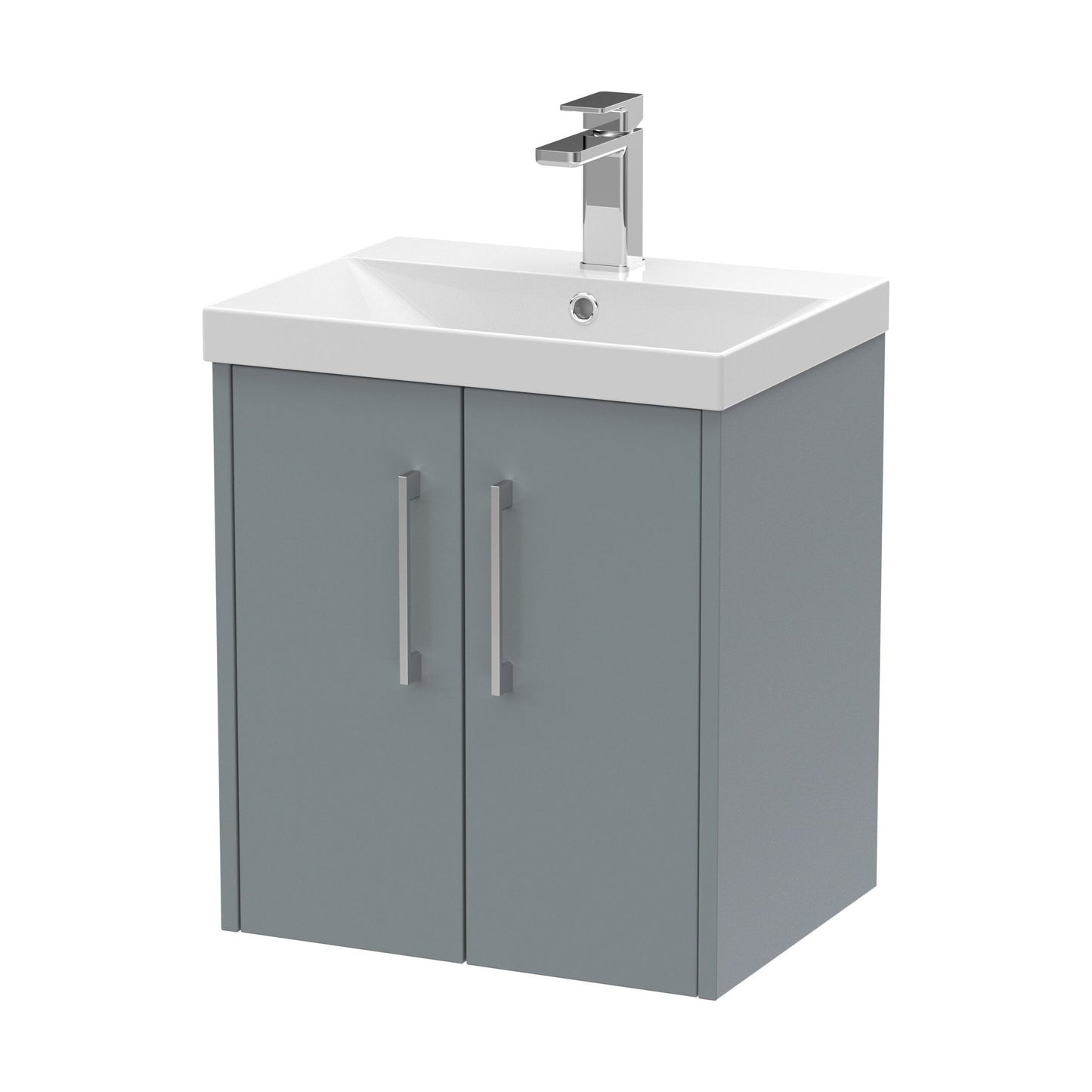 [BFPF2321D] Winshill Contemporary 2 Door Wall Hung Vanity Unit with Thin Edge Basin, Grey, 500mm - Cutout