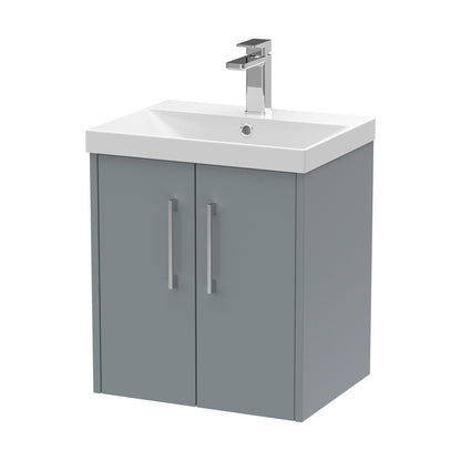 [BFPF2321D] Winshill Contemporary 2 Door Wall Hung Vanity Unit with Thin Edge Basin, Grey, 500mm - Cutout