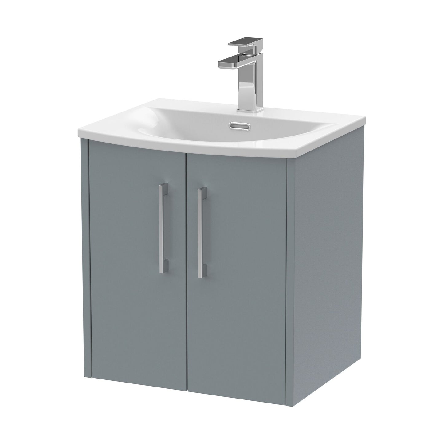 [BFPF2321G] Winshill Contemporary 2 Door Wall Hung Vanity Unit with Curved Basin, Grey, 500mm - Cutout