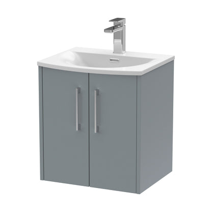 [BFPF2321G] Winshill Contemporary 2 Door Wall Hung Vanity Unit with Curved Basin, Grey, 500mm - Cutout