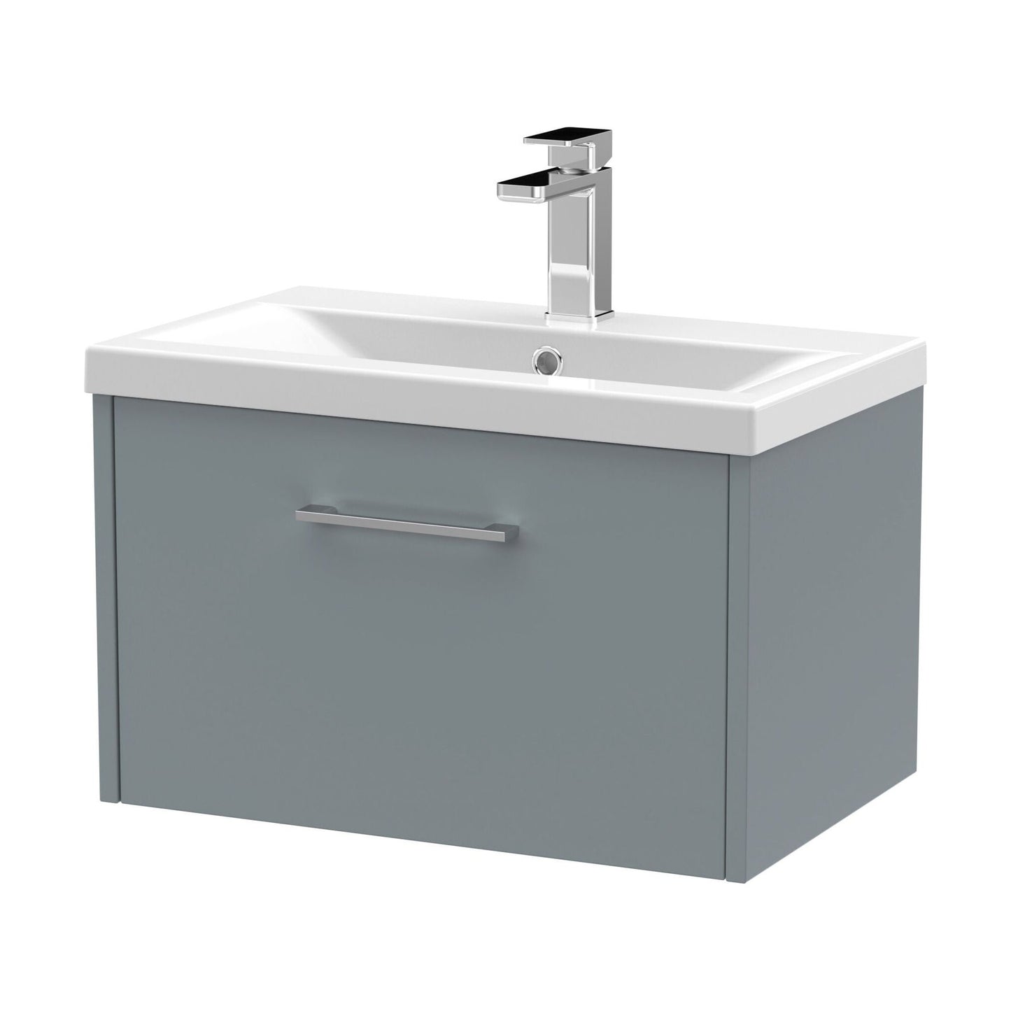 [BFPF2322A] Winshill Contemporary 1 Drawer Wall Hung Vanity Unit with Mid-Edge Basin, Grey, 600mm - Cutout