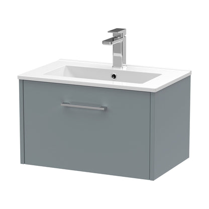 [BFPF2322B] Winshill Contemporary 1 Drawer Wall Hung Vanity Unit with Minimalist Basin, Grey, 600mm - Cutout