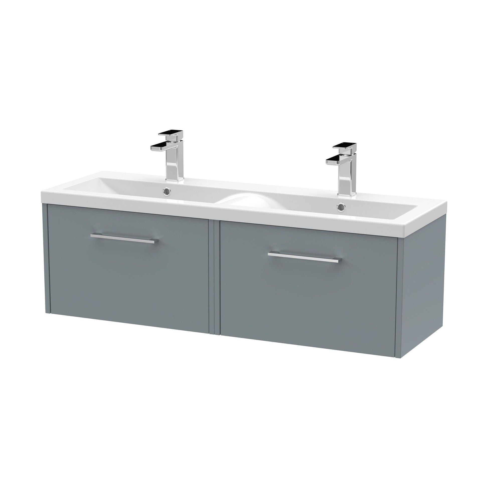 [BFPF2322F] Winshill Contemporary 2 Drawer Wall Hung Vanity Unit with Double Basin, Grey, 1200mm - Cutout