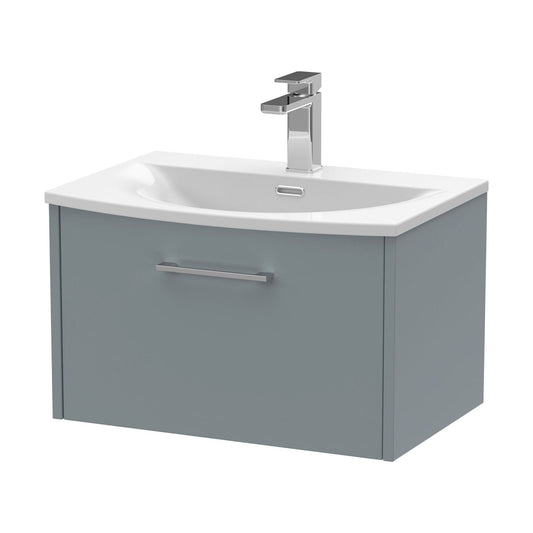 [BFPF2322G] Winshill Contemporary 1 Drawer Wall Hung Vanity Unit with Curved Basin, Grey, 600mm - Cutout