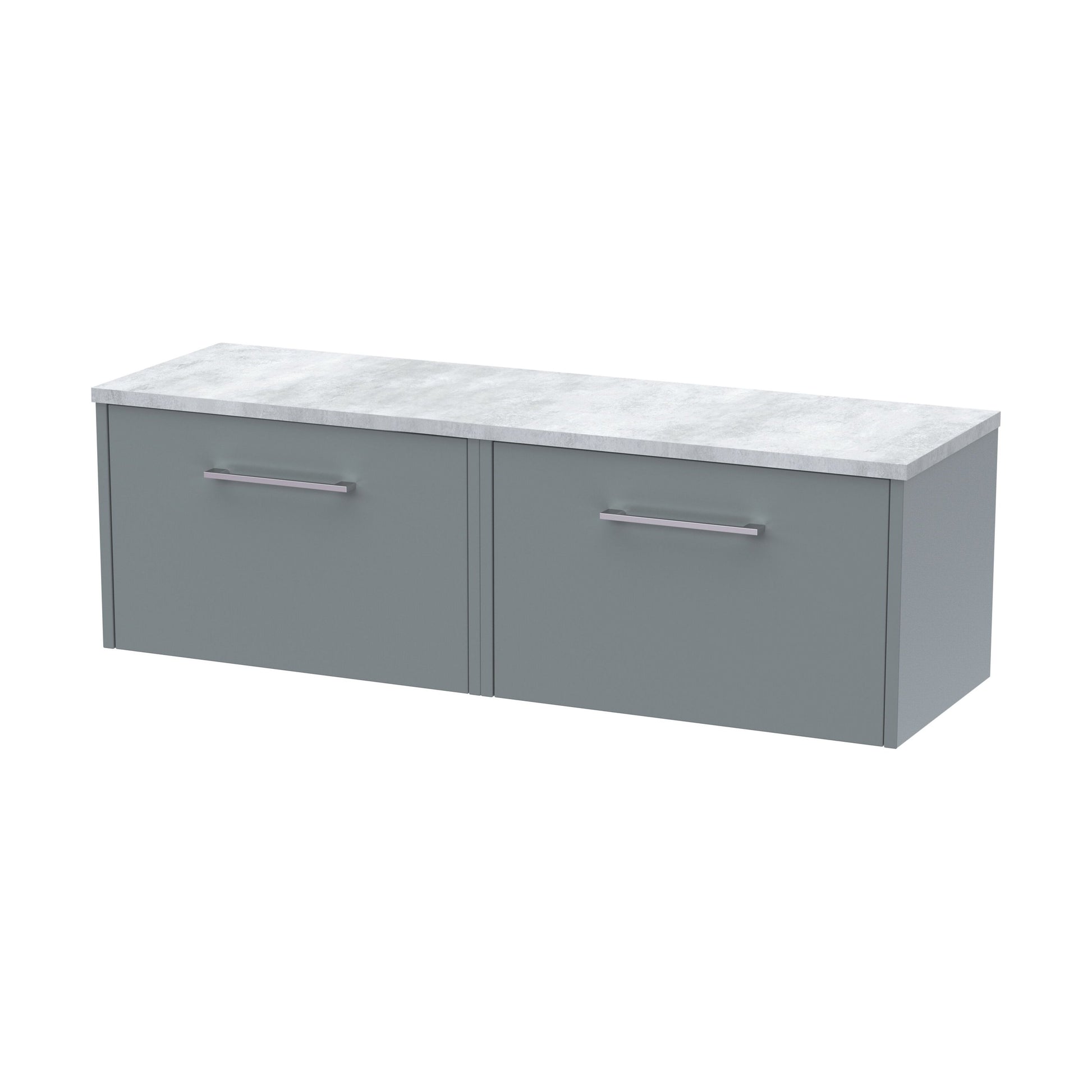 [BFPF2322LBG2] Winshill Contemporary 2 Drawer Wall Hung Vanity Unit with Laminate Worktop, Grey, 1200mm - Cutout