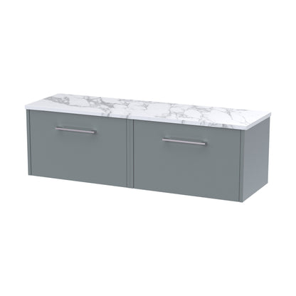 [BFPF2322LCM2] Winshill Contemporary 2 Drawer Wall Hung Vanity Unit with Laminate Worktop, Grey, 1200mm - Cutout