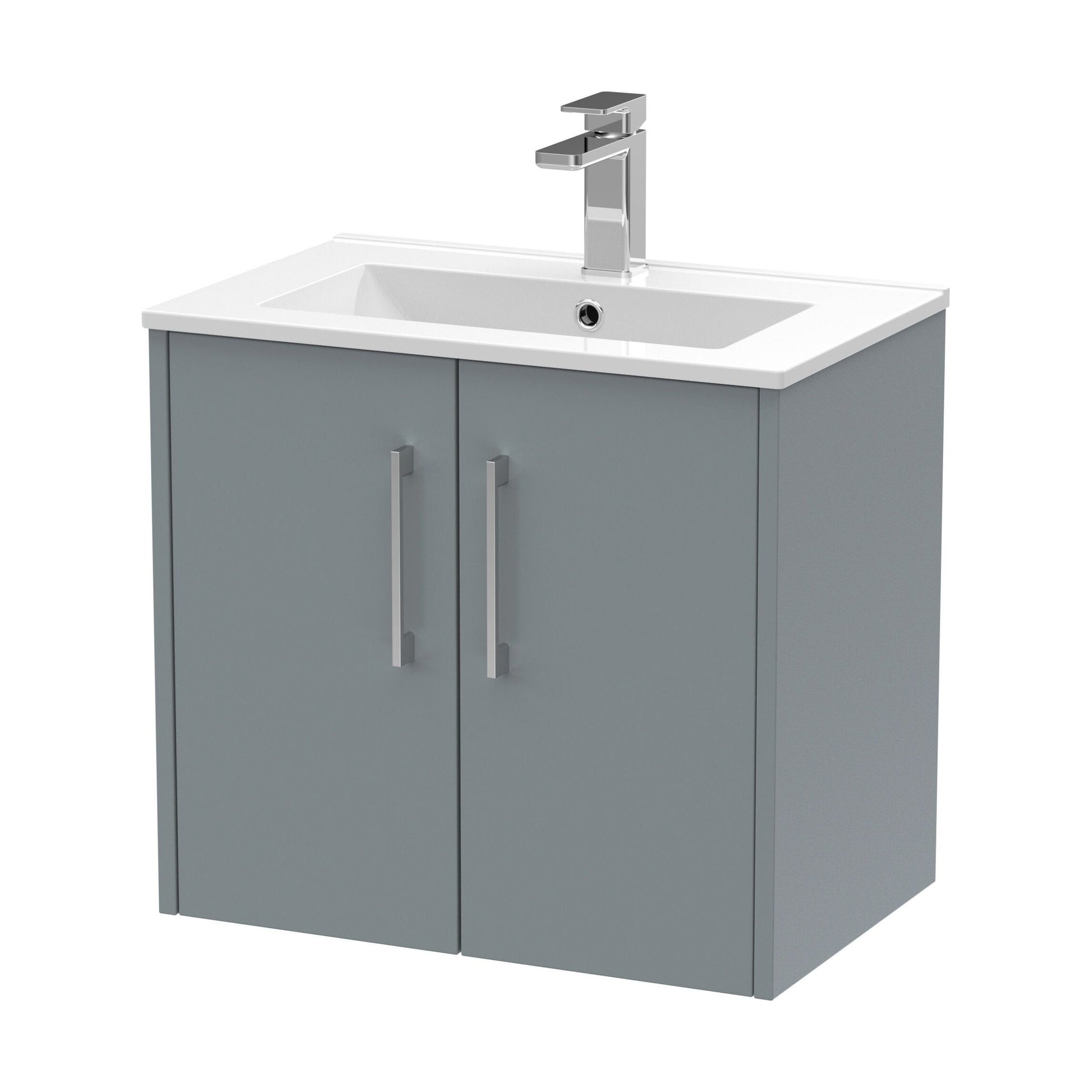 [BFPF2323B] Winshill Contemporary 2 Door Wall Hung Vanity Unit with Minimalist Basin, Grey, 600mm - Cutout