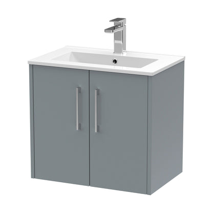 [BFPF2323B] Winshill Contemporary 2 Door Wall Hung Vanity Unit with Minimalist Basin, Grey, 600mm - Cutout