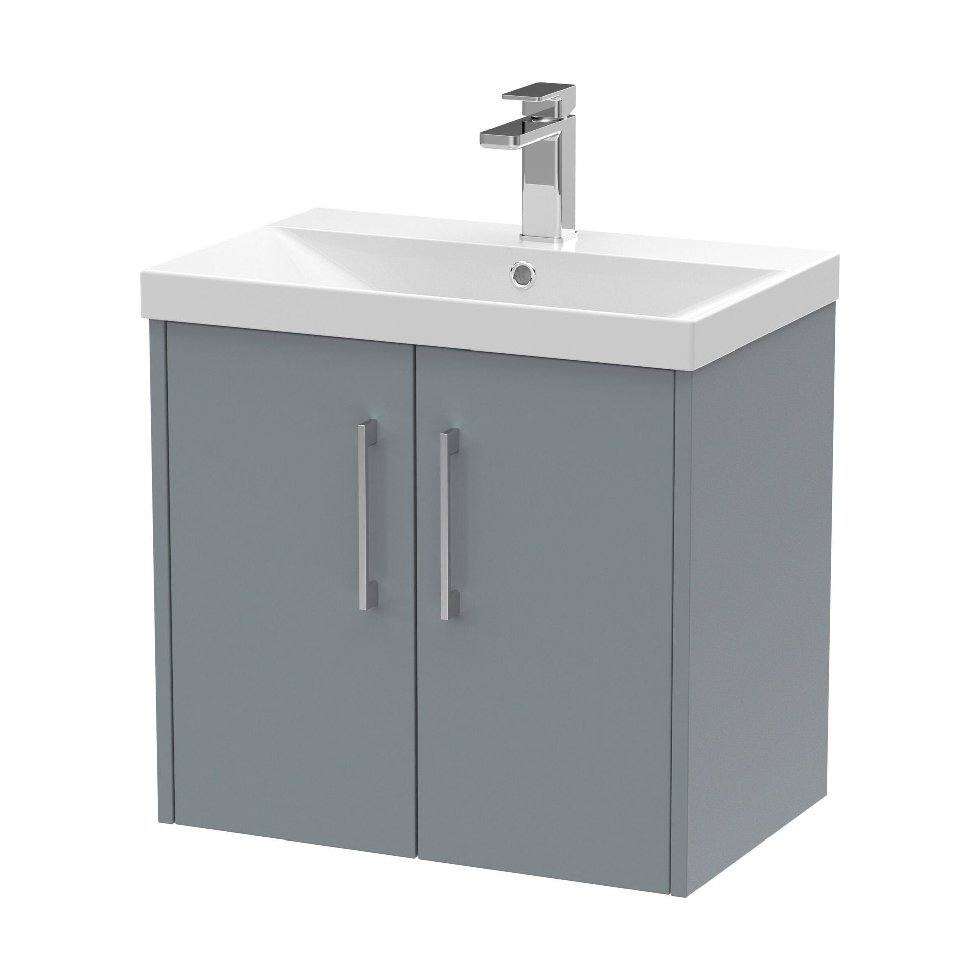 [BFPF2323D] Winshill Contemporary 2 Door Wall Hung Vanity Unit with Thin Edge Basin, Grey, 600mm - Cutout