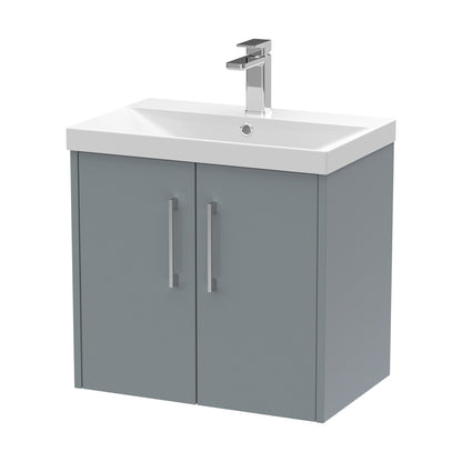 [BFPF2323D] Winshill Contemporary 2 Door Wall Hung Vanity Unit with Thin Edge Basin, Grey, 600mm - Cutout