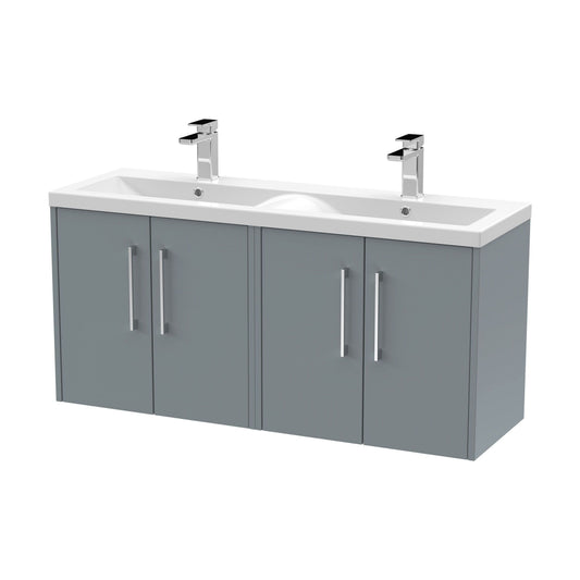[BFPF2323F] Winshill Contemporary 4 Door Wall Hung Vanity Unit with Double Basin, Grey, 1200mm - Cutout