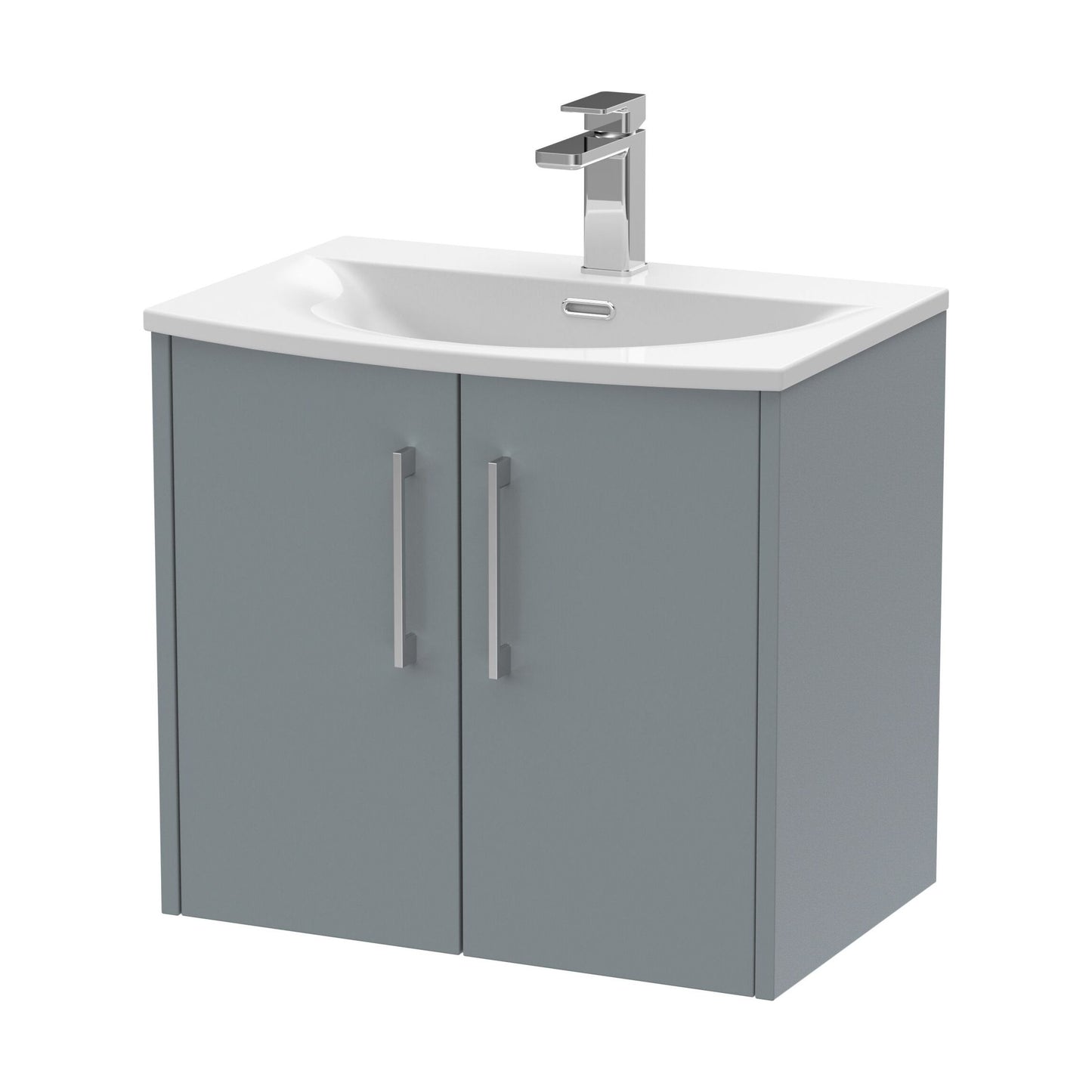 [BFPF2323G] Winshill Contemporary 2 Door Wall Hung Vanity Unit with Curved Basin, Grey, 600mm - Cutout