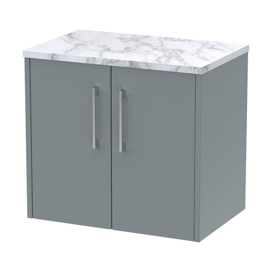 [BFPF2323LCM] Winshill Contemporary Wall Hung Vanity Unit with Laminate Worktop, Grey, 600mm - Cutout