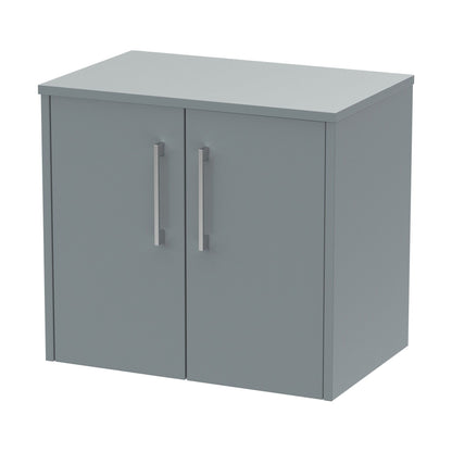 [BFPF2323W] Winshill Contemporary 2 Door Wall Hung Vanity Unit with Worktop, Grey, 600mm - Cutout