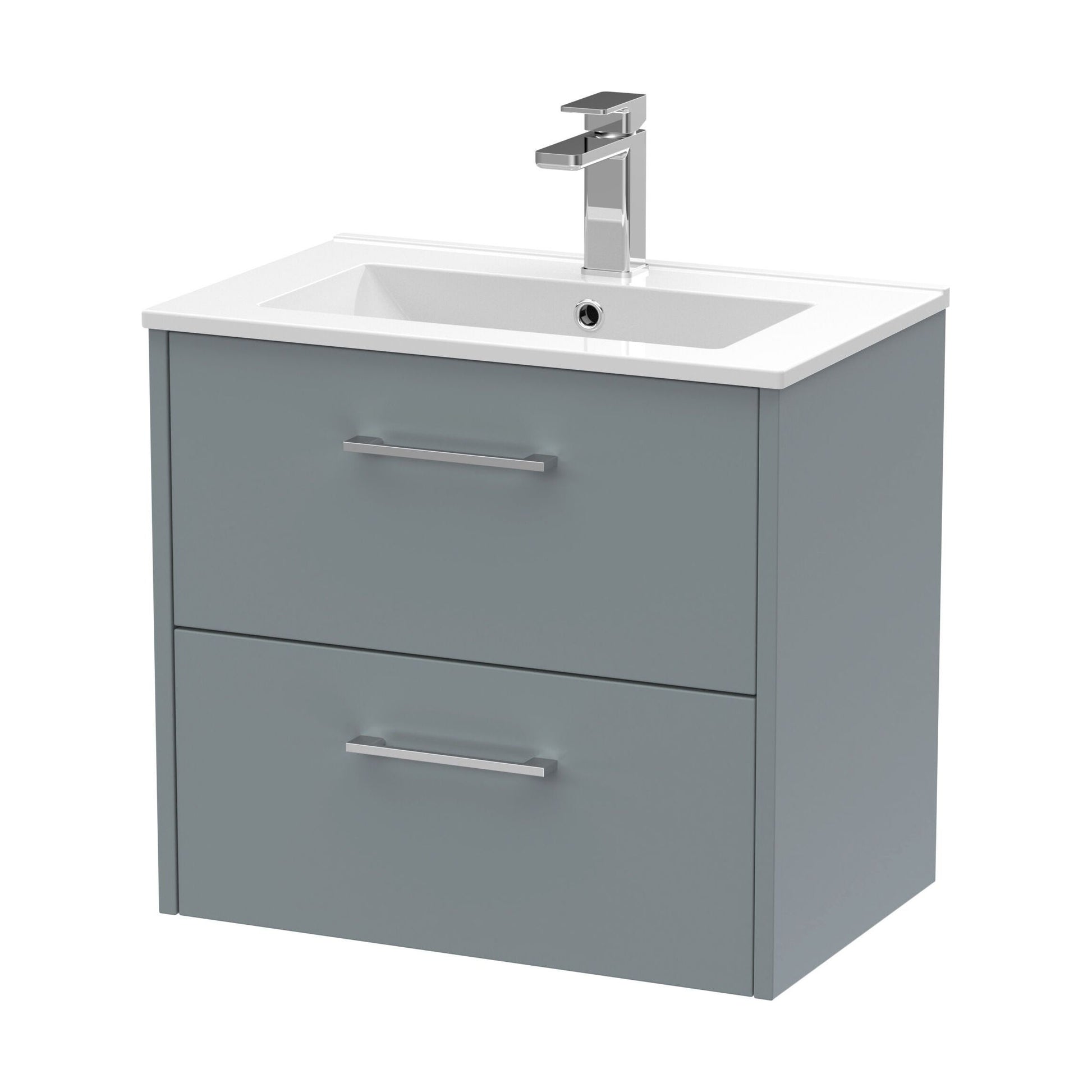 [BFPF2324B] Winshill Contemporary 2 Drawer Wall Hung Vanity Unit with Minimalist Basin, Grey, 600mm - Cutout