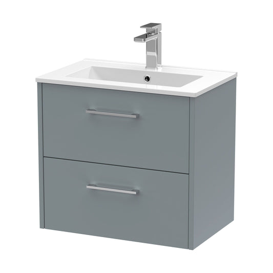 [BFPF2324B] Winshill Contemporary 2 Drawer Wall Hung Vanity Unit with Minimalist Basin, Grey, 600mm - Cutout