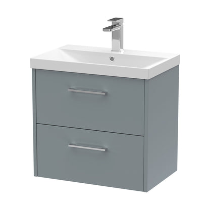 [BFPF2324D] Winshill Contemporary 2 Drawer Wall Hung Vanity Unit with Thin Edge Basin, Grey, 600mm - Cutout