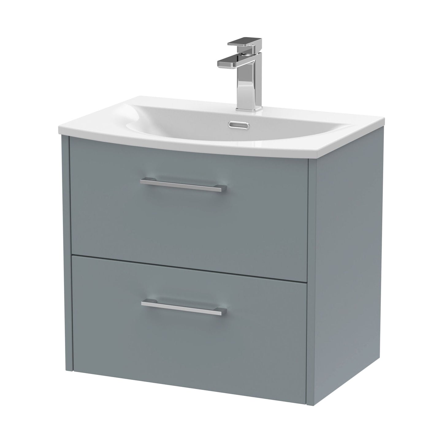 [BFPF2324G] Winshill Contemporary 2 Drawer Wall Hung Vanity Unit with Curved Basin, Grey, 600mm - Cutout