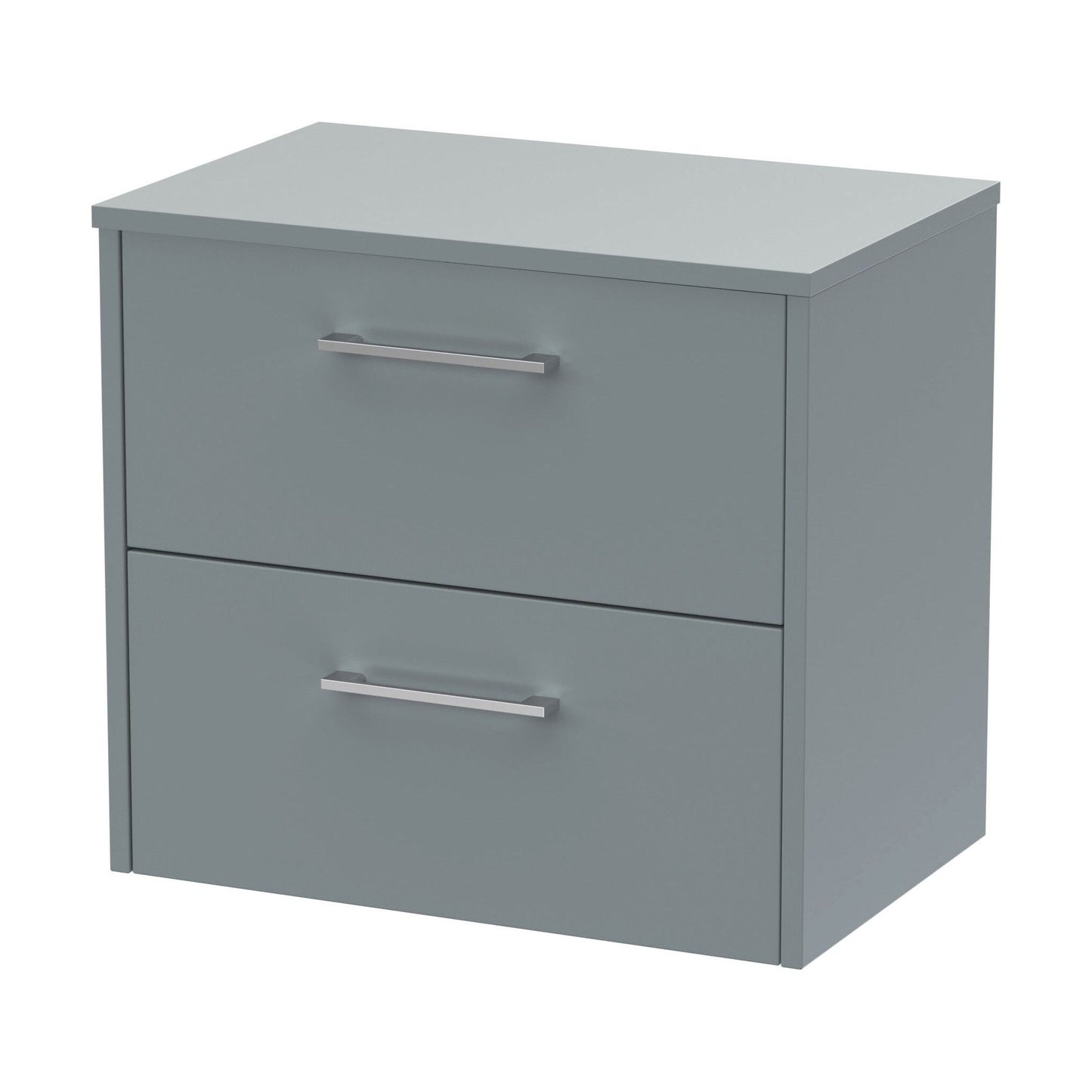 [BFPF2324W] Winshill Contemporary 2 Drawer Wall Hung Vanity Unit with Worktop, Grey, 600mm - Cutout
