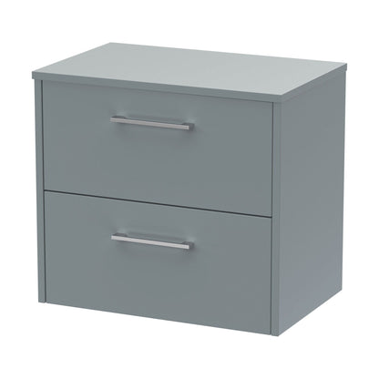 [BFPF2324W] Winshill Contemporary 2 Drawer Wall Hung Vanity Unit with Worktop, Grey, 600mm - Cutout