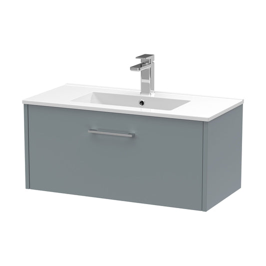 [BFPF2325B] Winshill Contemporary 1 Drawer Wall Hung Vanity Unit with Minimalist Basin, Grey, 800mm - Cutout