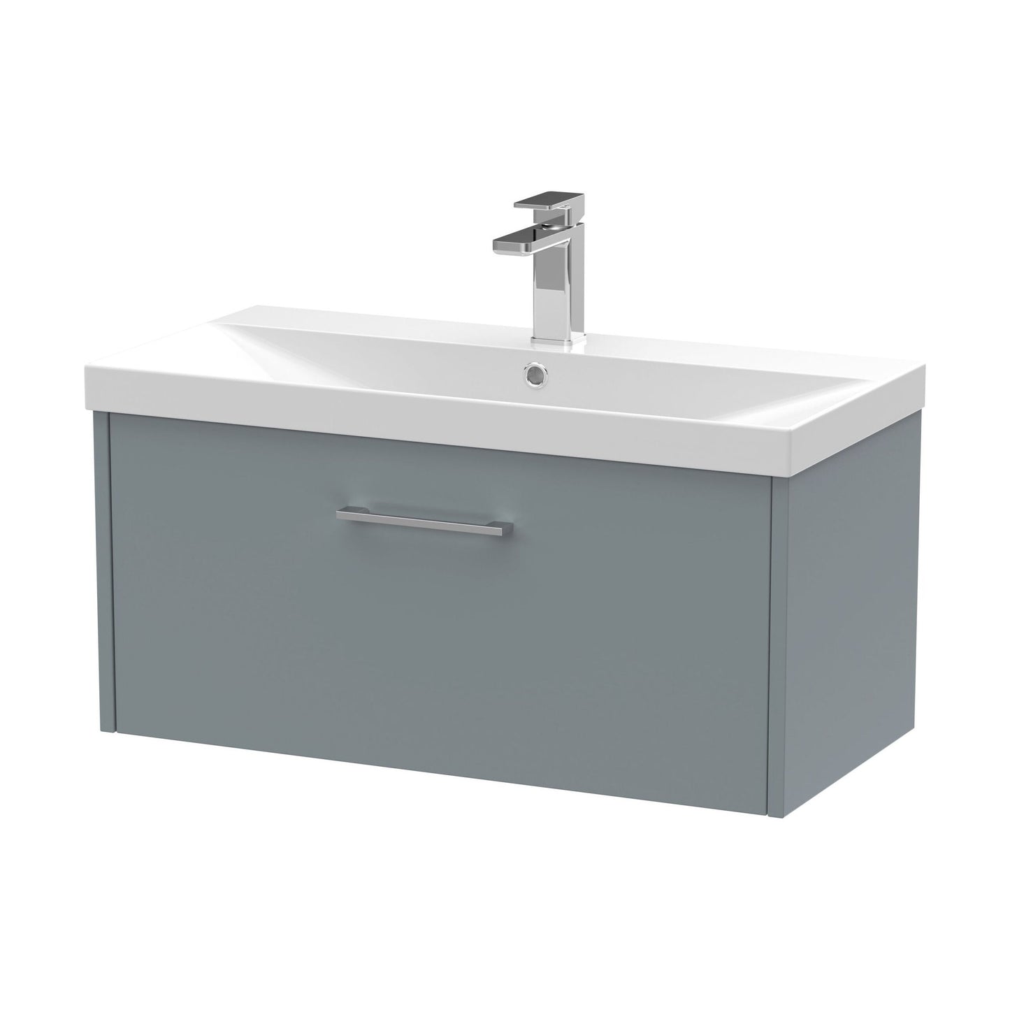 [BFPF2325D] Winshill Contemporary 1 Drawer Wall Hung Vanity Unit with Thin Edge Basin, Grey, 800mm - Cutout