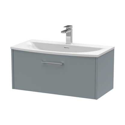 [BFPF2325G] Winshill Contemporary 1 Drawer Wall Hung Vanity Unit with Curved Basin, Grey, 800mm - Cutout